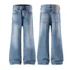 Muxi Ropa Estilo Retro Americano Moderno Ajustado Estilo Callejero Jeans Azul Claro Adelgazantes Versátiles Pantalones Acampanados
