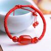 Pulsera de Ágata Roja Hilo Rojo Tejida a Mano Flor de la Riqueza Estilo Étnico Exquisita para Pareja Mejor Amigo Joyería de Moda Hecha a Mano Nube Auspiciosa