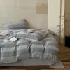 Conjunto de Quatro Peças em Gaze Dupla Macia e Flexível de Algodão Puro, Lençol de Cama e Capa de Edredom 100% Algodão, Estilo Minimalista Wabi-Sabi, Toque de Luxo, Roupa de Cama para Quarto Principal