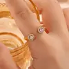 Anillo Abierto de Doble Ronda con Pavé de Circonita Diamante Europeo y Americano Anillo Ajustable de Lujo Ligero Totalmente Diamantado Anillo para el Dedo Índice Joyería Transfronteriza