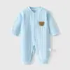 Macacão de Bebê Algodão Puro Classe A Romper Sem Costura Roupa para Engatinhar Recém-Nascido Roupa de Dormir Manga Longa Ajustada para Todas as Estações