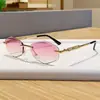 Nuevas Gafas de Sol Transfronterizas Miaojia con Patillas Metálicas Incrustadas de Diamantes m, Gafas de Sol Personalizadas de Alta Gama con Monturas Sin Marco de Corte Recto con Forma de Diamante
