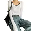 Nueva Camiseta de Manga Larga Ajustada para Mujer Otoño 2026, Capa Base que Expone la Clavícula, Top Corto Dulce y Picante para Estudiante, Moderno