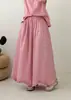 Conjunto de Dos Piezas con Borde de Hilo Doble 2026 Suéter de Color Sólido Artístico + Pantalones Rectos de Pierna Ancha con Cintura Elástica