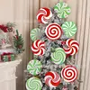 Decoración Popular Transfronteriza para Árbol de Navidad de Interior 12 Lollipops de Menta Rojos y Blancos Grandes y Lindos para la Punta del Árbol de Navidad