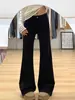 Jeans Blancos de Pierna Recta Micro-acampanados para Mujer Verano Nuevo Estilo Spice Girls Cintura Baja Elásticos Adelgazantes Pantalones de Pierna Ancha Forma de Herradura