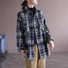 Marca de ropa de mujer de alta gama camisa de lana a cuadros recortada abrigo holgado de talla grande otoño e invierno camisa cálida engrosada