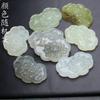 36x 54mm Pingente de Fecho de Peônia de Jade Natural DIY Antigo Aba de Pressão Acessórios para Guirlandas Dois Furos Superiores e Inferiores