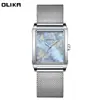 0LIKA Nuevo Reloj Cuadrado Moda Material de Acero Inoxidable Unisex Pareja Resistente al Agua Movimiento de Cuarzo En Stock