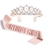 Decorações de Festa de Aniversário Conjunto de Coroa com Faixa de Ombro BIRTHDAY QUEEN Faixa de Ombro de Etiqueta