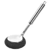 Cepillo para Ollas de Acero Inoxidable Artefacto Especial de Limpieza de Cocina Cepillo Largo para Ollas y Platos Cepillo para Ollas de Bola de Acero Reemplazable