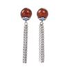 Pendientes vintage de plata S925 de Golden Deer King para mujer, con incrustaciones de peonía étnica de moda, pendientes de borla roja del sur de jade hetiano