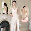 No se aceptan devoluciones ni cambios. Vestido de Dama de Honor de Satén Color Champagne, Nuevo Modelo 2026, Estilo de Nicho de Gama Alta, Vestido para Grupo de Hermanas para Mujeres