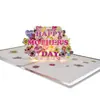 Tarjeta de felicitación del Día de la Madre transfronteriza con música y luces, Tarjeta de felicitación grabada con láser, Tarjeta de agradecimiento emergente 3D