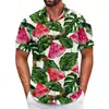 Camisa Havaiana Transfronteiriça Peça Única Masculina Praia Tamanho Grande Casual Estampada em 3D Manga Curta Camisa de Férias à Beira-Mar Tendência
