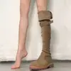 Fivela de Cinto Design de Duas Formas Estilo Western Botas de Cavaleiro 2024 Novo Aumento Alongamento das Pernas Botas Western de Camurça
