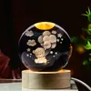 Venta al por mayor transfronteriza Bola de Cristal de Dibujos Animados Luminosa Grabada en 3D Luz de Noche Decoración de Escritorio Regalo Creativo Regalo de Cumpleaños para Mujeres