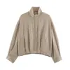 Comercio exterior transfronterizo estilo europeo y americano ropa de mujer ZA AliExpress superventas chaqueta aviador a cuadros versátil con cuello alto