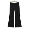 2537-25 Invierno Nuevo Estilo Estilo Americano Otoño e Invierno Pantalones Cálidos Forrados de Polar con Bolsillos Traseros y Detalles Rayados, Corte Holgado Ligeramente Acampanado Pantalones de Chándal Pantalones Casuales