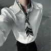 Camisa Blanca de Manga Larga con Bordado de Flor Eterna para Hombre, Camisa Interior para Traje de Corte Limpio, Chaqueta, Camisa de Flor Eterna