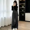 Conjunto de T-shirt feminina da moda de outono, novo, modelador, de manga comprida, e macacão pantalona