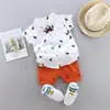 Conjunto de Ropa Transfronteriza para Niños de 0 a 4 Años, Camiseta de Manga Corta de Verano con Estampado Completo, Conjunto de 2 Piezas de Camisa y Pantalones Cortos, Envío Directo de Fábrica