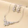 2026 Nueva Joyería Nupcial Transfronteriza de Amazon Zircón Pedrería Collar Pendientes Anillo Accesorios Al Por Mayor