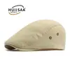 Boina de Linho Estilo Britânico Retrô Boné Casual Masculino Boné Retrô Artístico Feminino Boné Bico de Pato