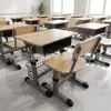 Escritorio y silla de madera maciza ajustables de manivela para una persona para estudiantes de primaria y secundaria, mismo modelo que el utilizado en la adquisición escolar, suministro directo del fabricante