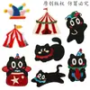 Nuevo Parche Autoadhesivo de Animales de Dibujos Animados Gato Payaso Parche Bordado Accesorio Hecho a Mano Parche de Tela