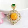 Colgante de Pétalo de Cera de Abeja Natural Collar de Ámbar Amarillo Aceite de Pollo Joyería Transmisión en Vivo Venta al por Mayor Dropshipping S4102502