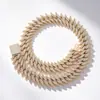 Pulsera Hip-Hop Europeo y Americano de Zirconia Completa de 20 mm para Hombres, Cadena Cubana Personalizada, Collar Cubano de Espinas de Moda, Joyería al por Mayor