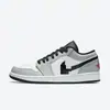 Putian Original Puro Aj1 Gris Sombra Negro Gris Zapatillas de Baloncesto Retro para Hombre y Mujer Zapatillas de Caña Baja Cuero de Primera Capa Zapatos Deportivos de Pareja