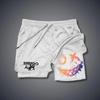 Shorts Masculinos de Verão para Férias, Estampa Smiley, Dupla Camada, Fitness, Férias, Casual, Praia, Casual, Calças da Moda