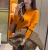 Conjunto Estilo Coreano: Camiseta Base de Punto Naranja de Manga Larga para Mujer, Adecuada para Otoño e Invierno, Top Corto Ajustado para Figuras Pequeñas