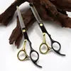 Tijeras de Peluquería Huo de 6.0 pulgadas Color Negro y Dorado, Tijeras para Cortar el Cabello, Tijeras Planas, Tijeras para Flequillo, Tijeras Deslizantes, Tijeras Deslizantes para Adelgazar el Cabello