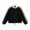 Chamarra sudadera azul marino con tres franjas y cuello alto para mujer, nueva colección primavera/otoño 2026, top deportivo casual holgado