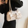 Bolsa de Axila de Luxo Nova Cor Sólida Elegante Simples Bolsa de Mão com Laço Bolsa de Ombro Elegante de Nicho Coreano