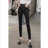 Pantalones de Algodón Cálido para Mujer Otoño e Invierno Jeans de Cintura Alta para Mujer Pantalones de Terciopelo Elásticos Abrigados Engrosados Ajustados Adelgazantes de Moda
