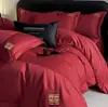Juego de ropa de cama de boda simple de grado A, rojo, algodón puro, para recién casados, que incluye una funda de edredón, una sábana y otros artículos de cama para la alcoba nupcial