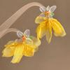 Super ambiente de hada aretes de pétalos amarillos aguja de plata aretes exagerados estilo vacacional aretes de flor 2024 aretes nuevos