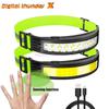 Farol de Cabeça Novo Cob Transfronteiriço Carregamento USB Iluminação de Inundação para Ciclismo ao Ar Livre Sensor de Aviso de Luz Vermelha Farol de Corrida