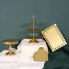 Suporte de Exibição para Doces Mesa de Sobremesas Decoração de Mesa de Casamento Suporte para Bolo de Aniversário Bandeja para Confeitaria de Ferro Forjado