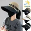 Sombrero de Pescador Transpirable Hueco para Mujer, Estilo Coreano de Verano para Exteriores con Ala Ancha para Protección Solar, Se Puede Usar como Gorra para Cola de Caballo