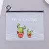 Estuche para lápices con diseño de cactus, creativo y bonito, con cremallera translúcida y esmerilada, ideal para guardar artículos diversos de papelería para estudiantes, fabricantes mayoristas.