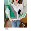 Camisa de Manga Corta Patchwork para Mujer, Polo de Lujo para Verano, Holgada y Elegante con Diseño de Bloques de Color de Moda, Top de Moda para Mujer