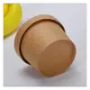 Tazón de Papel Desechable Engrosado, Cubeta de Sopa de Papel Kraft, Taza de Sopa, Cubeta Comercial para Avena con Tapa, Caja de Empaque para Comida para Llevar