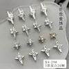 Nuevos accesorios de arte de uñas de moda con forma de estrella, decoraciones brillantes de cruz y pentagrama, adornos metálicos de aleación vintage para uñas