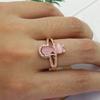 Deseo Anillo de Gato Oro Rosa Cristal Rosa Natural Gema Hibisco Anillo Pequeño Anillo de Cola Primera Joyería