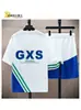 Conjunto de shorts casuais para adolescentes meninos, verão tamanho grande calça de cinco pontos de manga curta, conjunto esportivo de duas peças moderno e estiloso